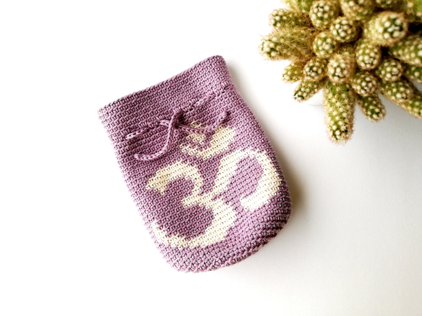 Crochet drawstring bag Yoga OM symbol