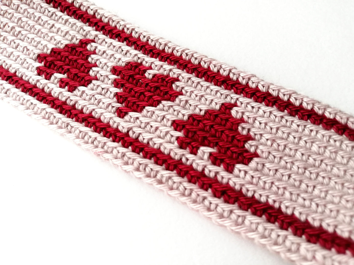 Tapestry crochet bookmark with hearts