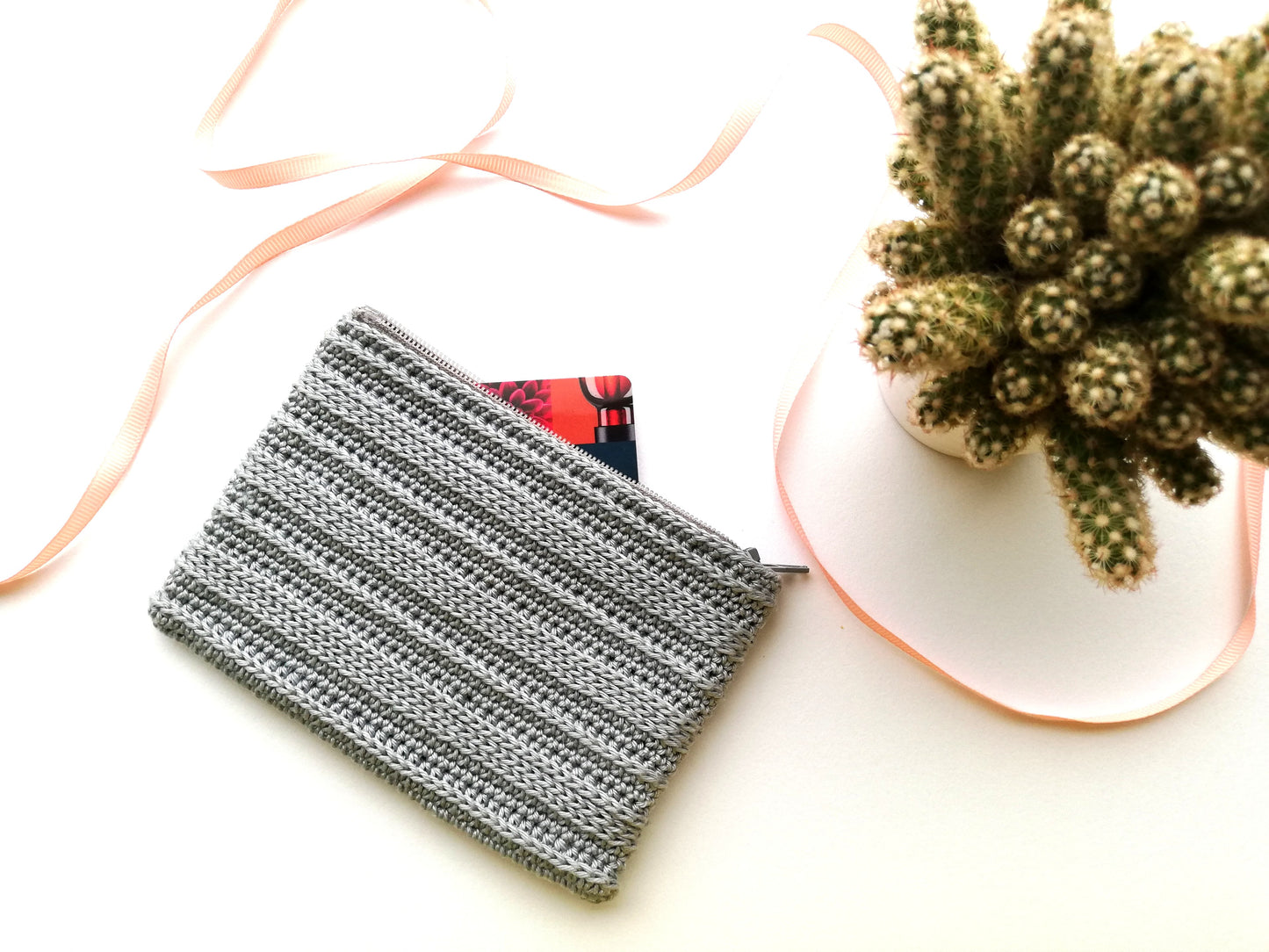 Textured striped pouch