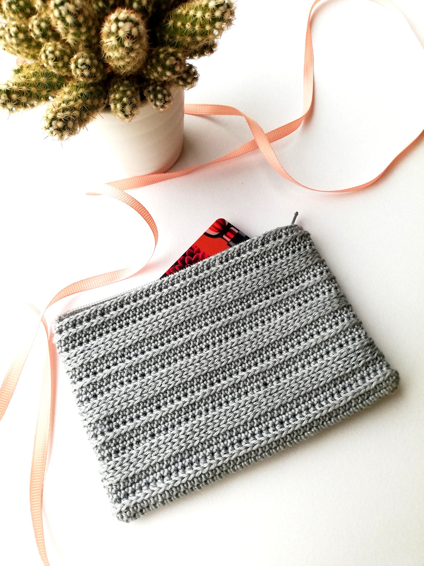 Textured striped pouch