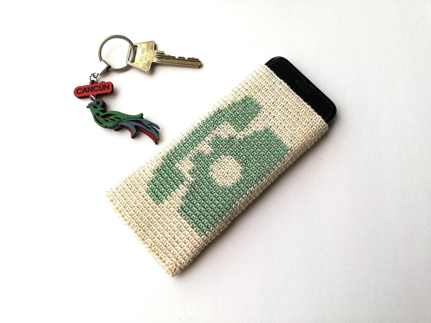 Funda para teléfono estilo vintage en crochet
