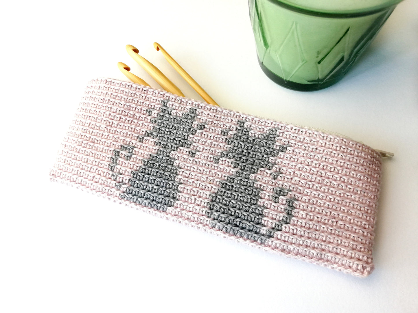 Tapestry crochet zipper pouch with cats