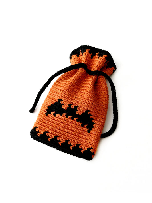 Spooky Halloween drawstring bag with a bat