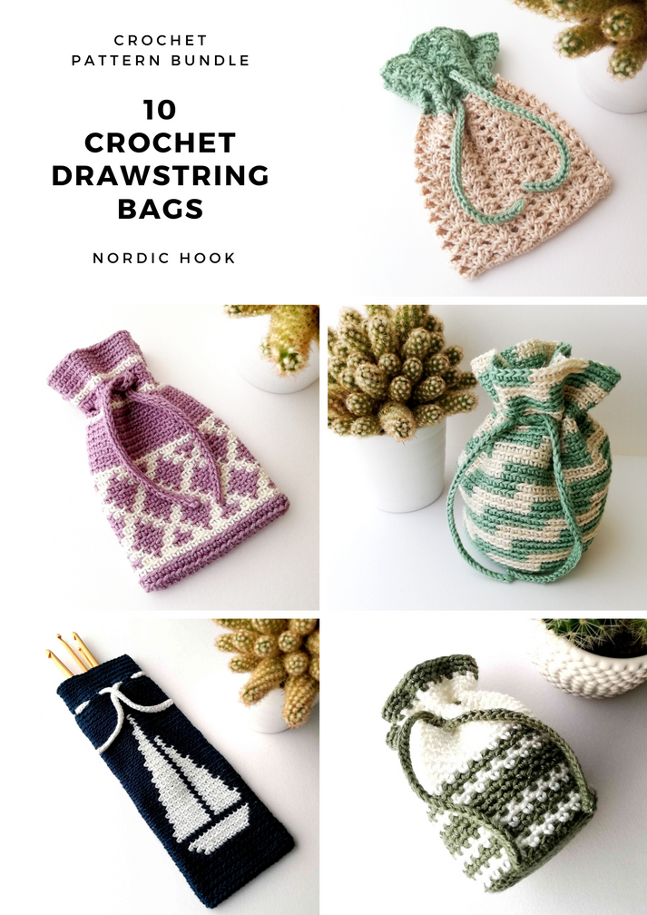 Pattern bundle: 10 beautiful crochet drawstring bags – Nordic Hook