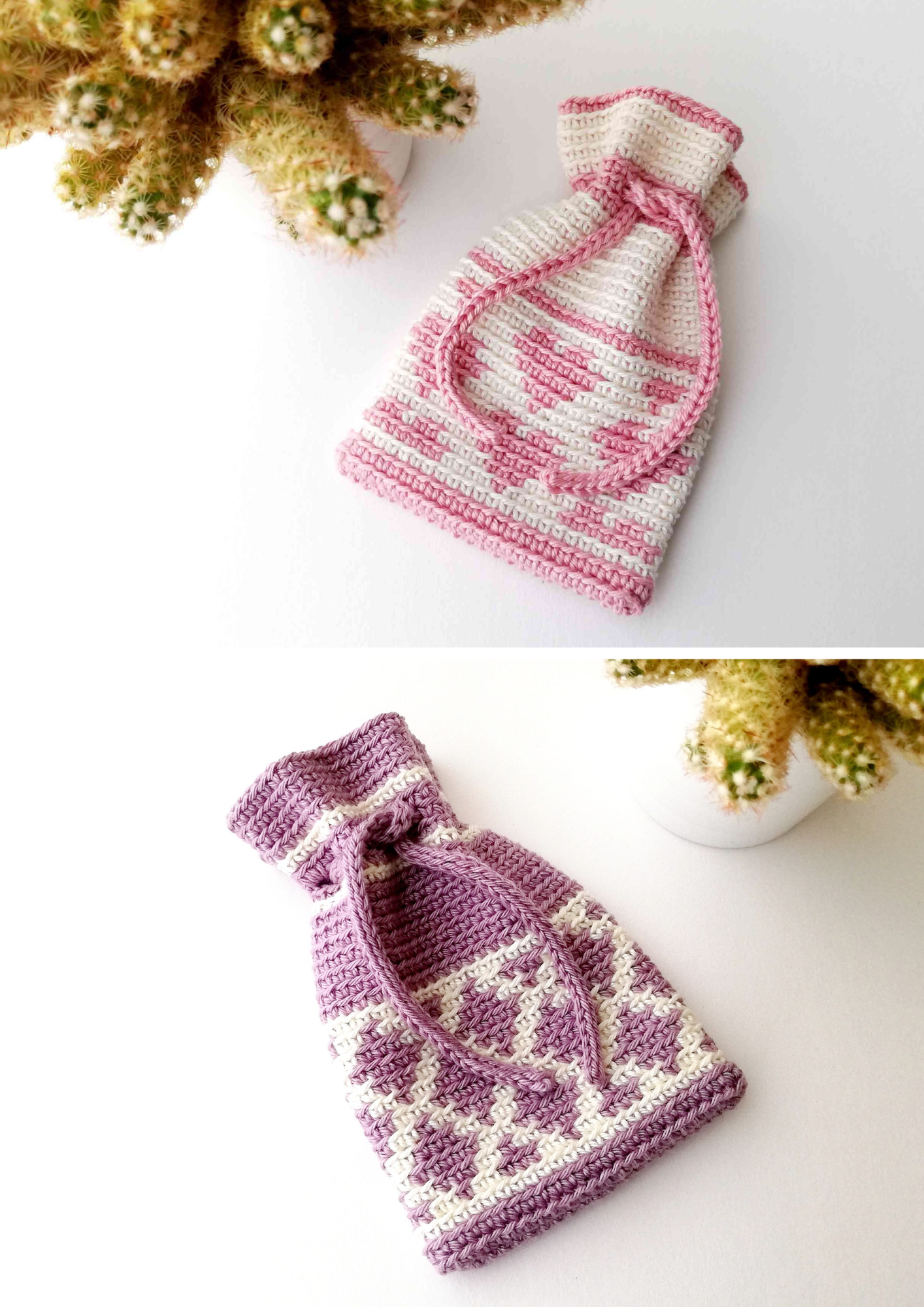 Pattern bundle: 10 beautiful crochet drawstring bags