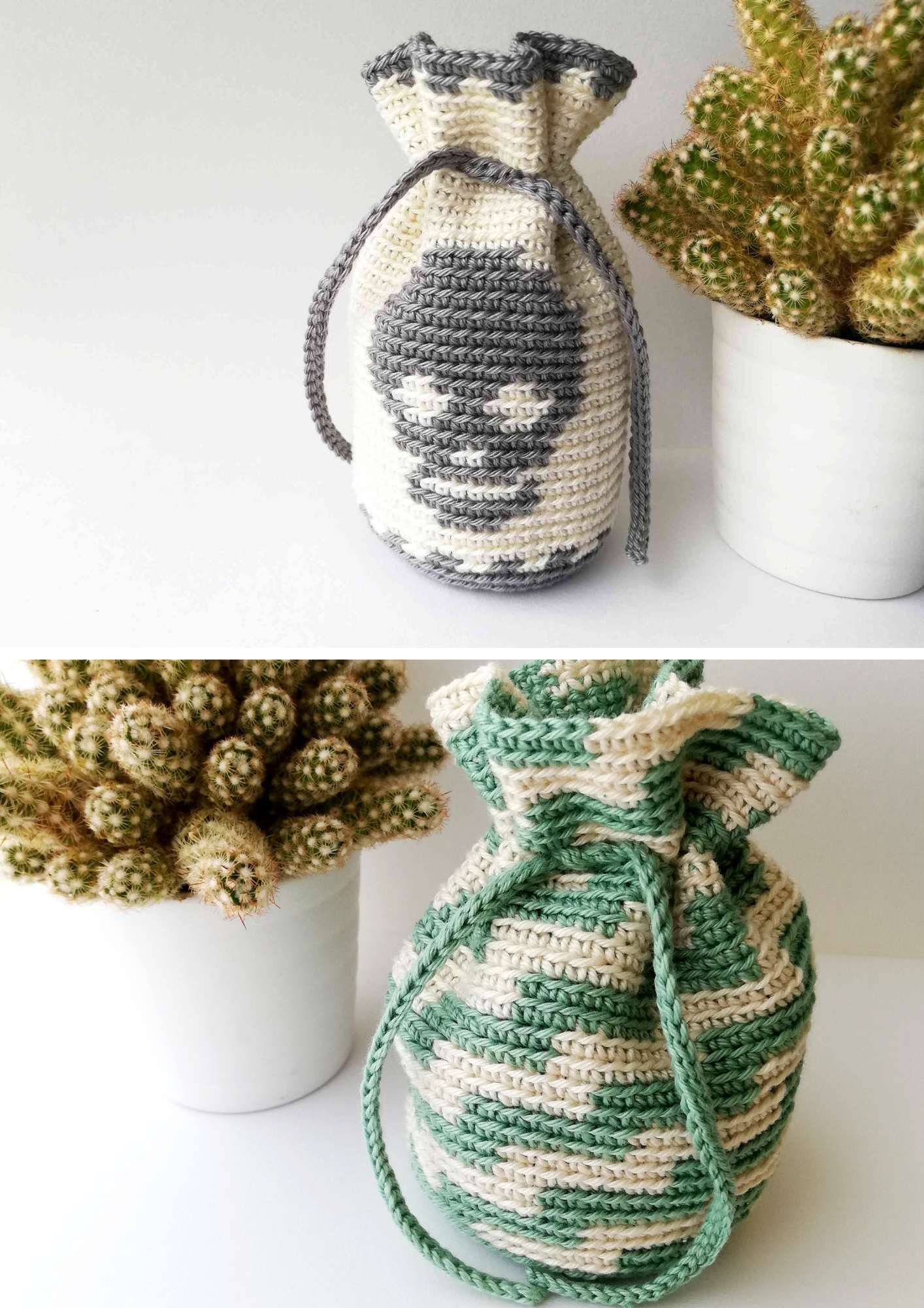Pattern bundle: 10 beautiful crochet drawstring bags