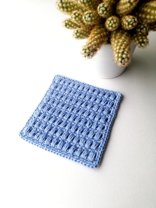 Aligned puff stitch coaster