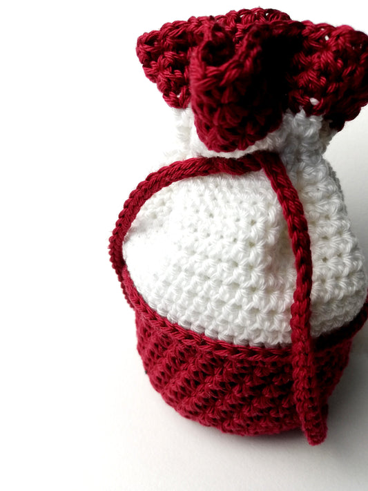 Crochet drawstring bag Ruby