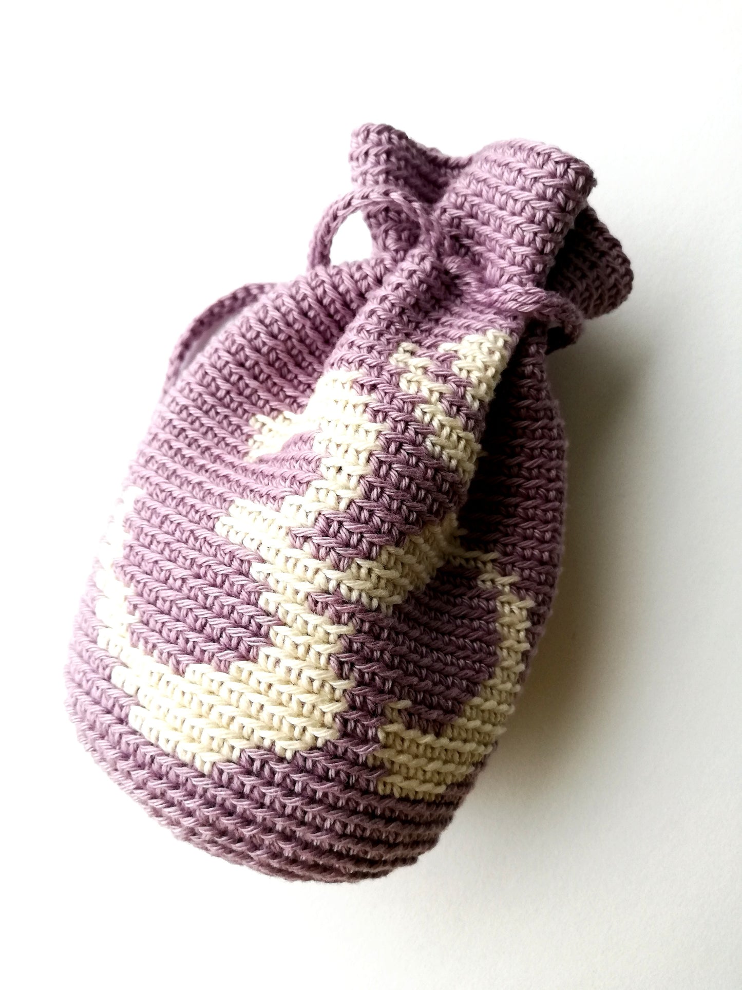 Crochet drawstring bag Yoga OM symbol
