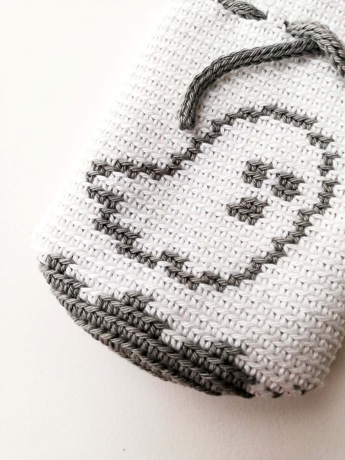 Crochet drawstring bag with a ghost