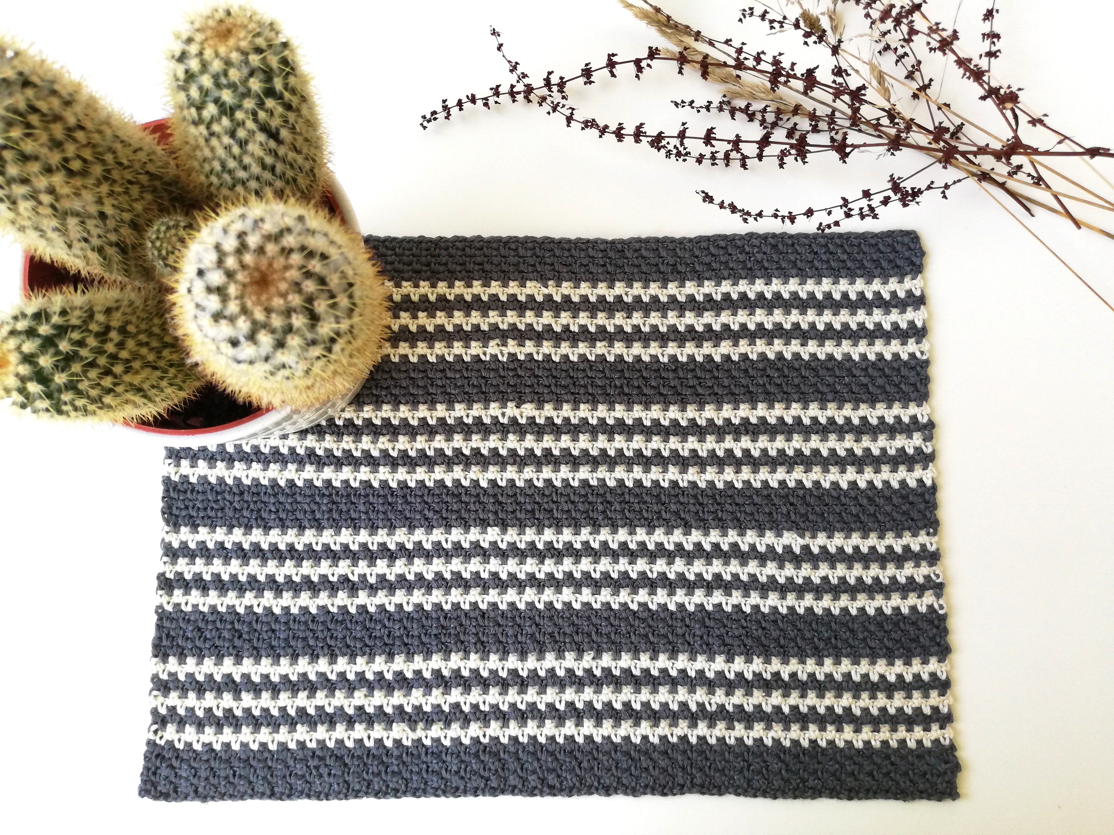Table Mat Stitching Mathod Moss stitch table mat – Nordic Hook