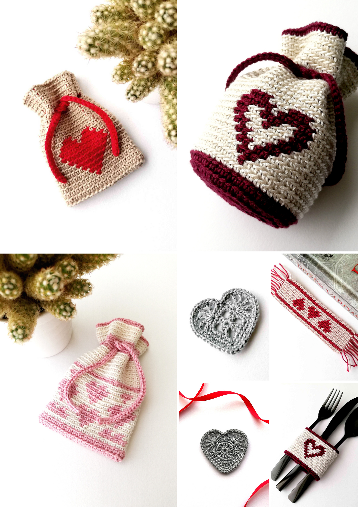 Pattern bundle: 7 crochet patterns with hearts